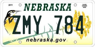 NE license plate ZMY784