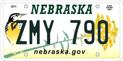 NE license plate ZMY790