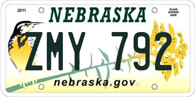NE license plate ZMY792