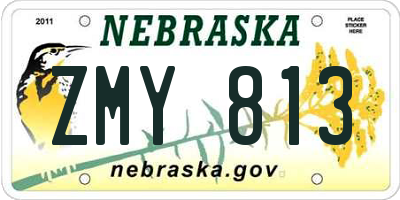 NE license plate ZMY813