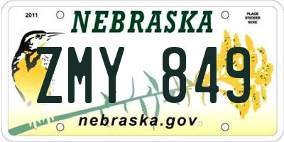 NE license plate ZMY849