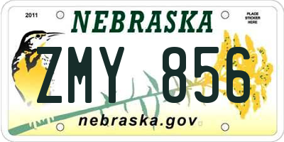 NE license plate ZMY856
