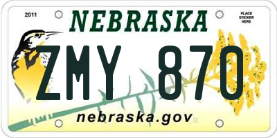 NE license plate ZMY870