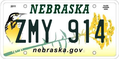 NE license plate ZMY914