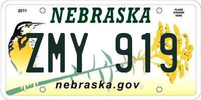 NE license plate ZMY919