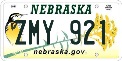 NE license plate ZMY921