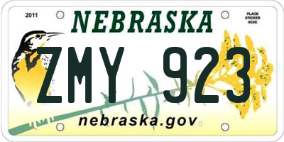 NE license plate ZMY923