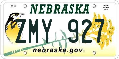 NE license plate ZMY927