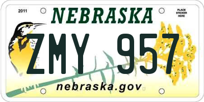 NE license plate ZMY957