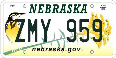 NE license plate ZMY959