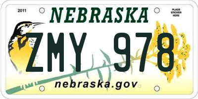 NE license plate ZMY978