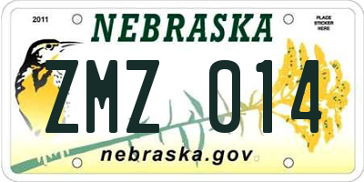 NE license plate ZMZ014