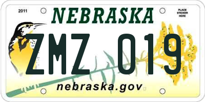 NE license plate ZMZ019