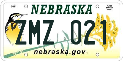 NE license plate ZMZ021