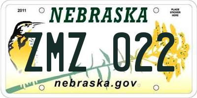 NE license plate ZMZ022