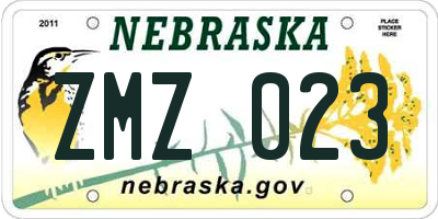 NE license plate ZMZ023
