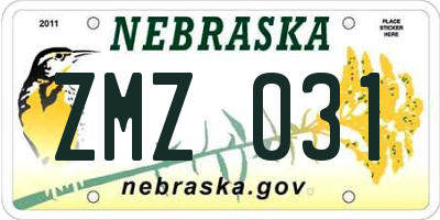 NE license plate ZMZ031