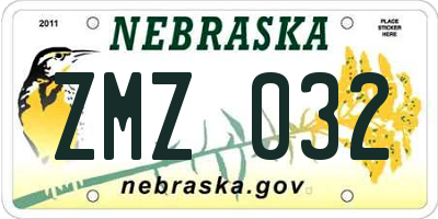 NE license plate ZMZ032