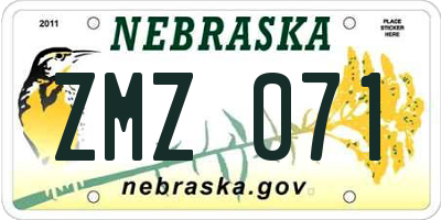 NE license plate ZMZ071