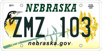 NE license plate ZMZ103