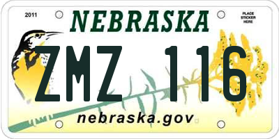 NE license plate ZMZ116