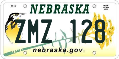 NE license plate ZMZ128