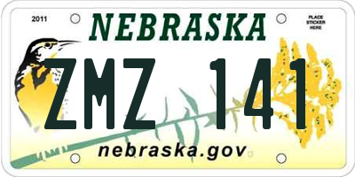 NE license plate ZMZ141