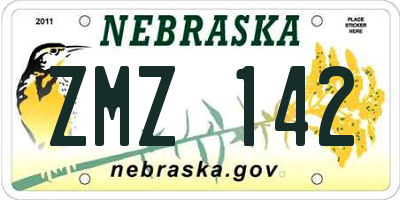 NE license plate ZMZ142