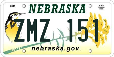 NE license plate ZMZ151