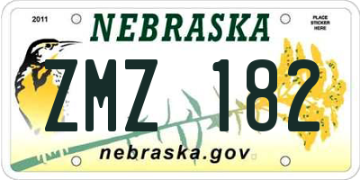 NE license plate ZMZ182