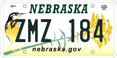 NE license plate ZMZ184