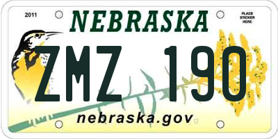 NE license plate ZMZ190