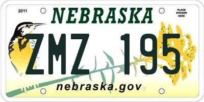 NE license plate ZMZ195