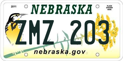 NE license plate ZMZ203