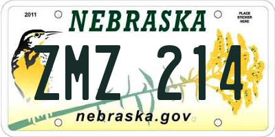 NE license plate ZMZ214
