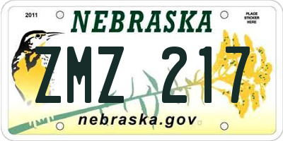 NE license plate ZMZ217
