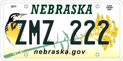 NE license plate ZMZ222