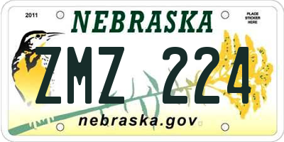NE license plate ZMZ224