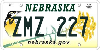 NE license plate ZMZ227