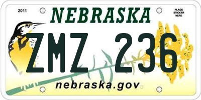 NE license plate ZMZ236