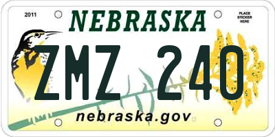 NE license plate ZMZ240