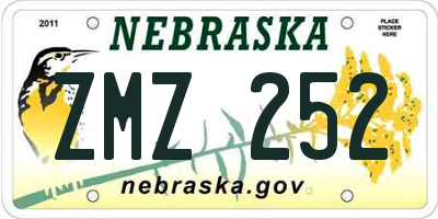 NE license plate ZMZ252