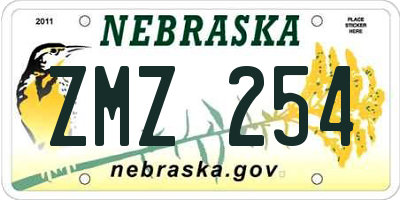 NE license plate ZMZ254