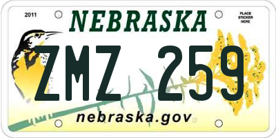 NE license plate ZMZ259