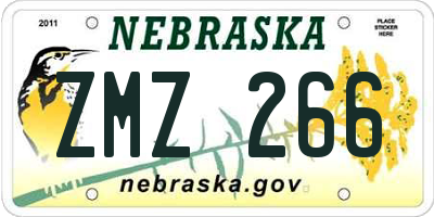 NE license plate ZMZ266