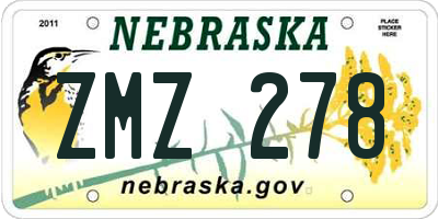 NE license plate ZMZ278