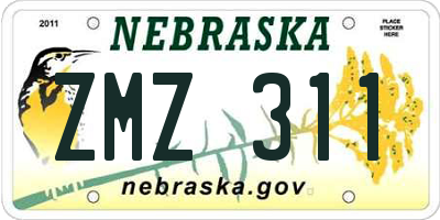 NE license plate ZMZ311