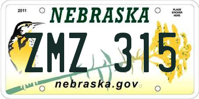 NE license plate ZMZ315