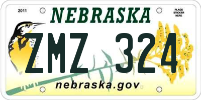 NE license plate ZMZ324