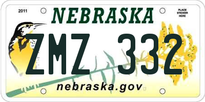 NE license plate ZMZ332